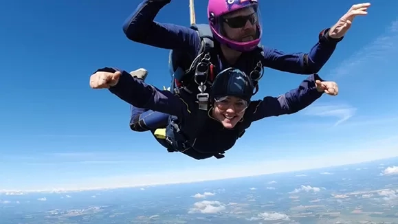 Francesa Simes sky diving for Redwings - as you do!