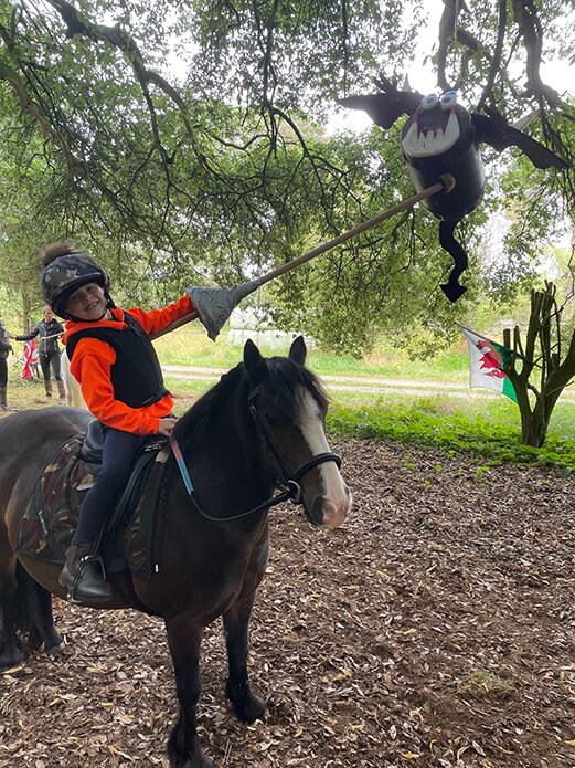 Woolly and Harry practice their jousting skills