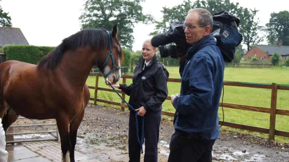 Kirsty being filmed with Bert