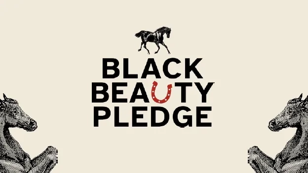 Text reads "Black Beauty Pledge" with three graphics of horses