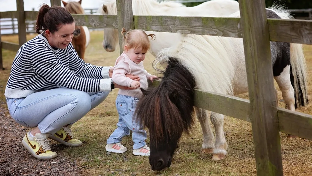 Photo of Shetland Pony Fred with visitors 