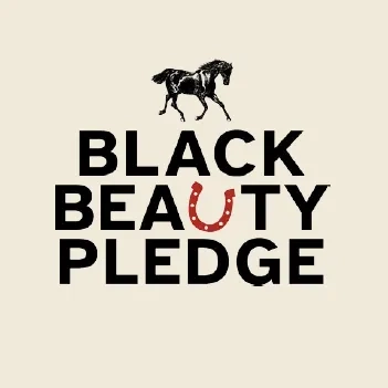 Text reads "Black Beauty Pledge" with three graphics of horses