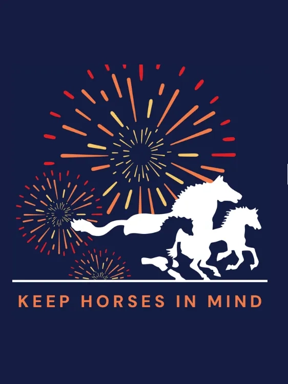 Image of the Keep Horses In Mind campaign logo (the Redwings logo with fireworks) and the text "Fireworks petition to be debated in parliament!"