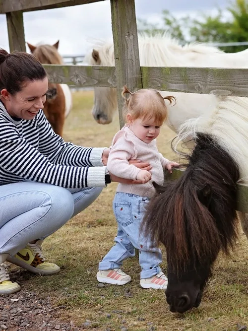 Photo of Shetland Pony Fred with visitors 